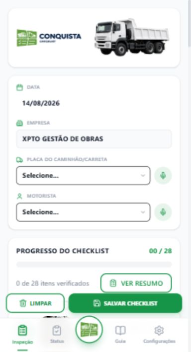 Tela real do projeto Checklist de Frota